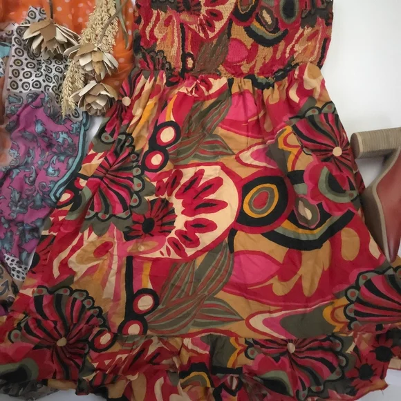 Speed Control Floral Red and Green Women's Pocketed Strapless Dress Sz 2x - Picture 9 of 10